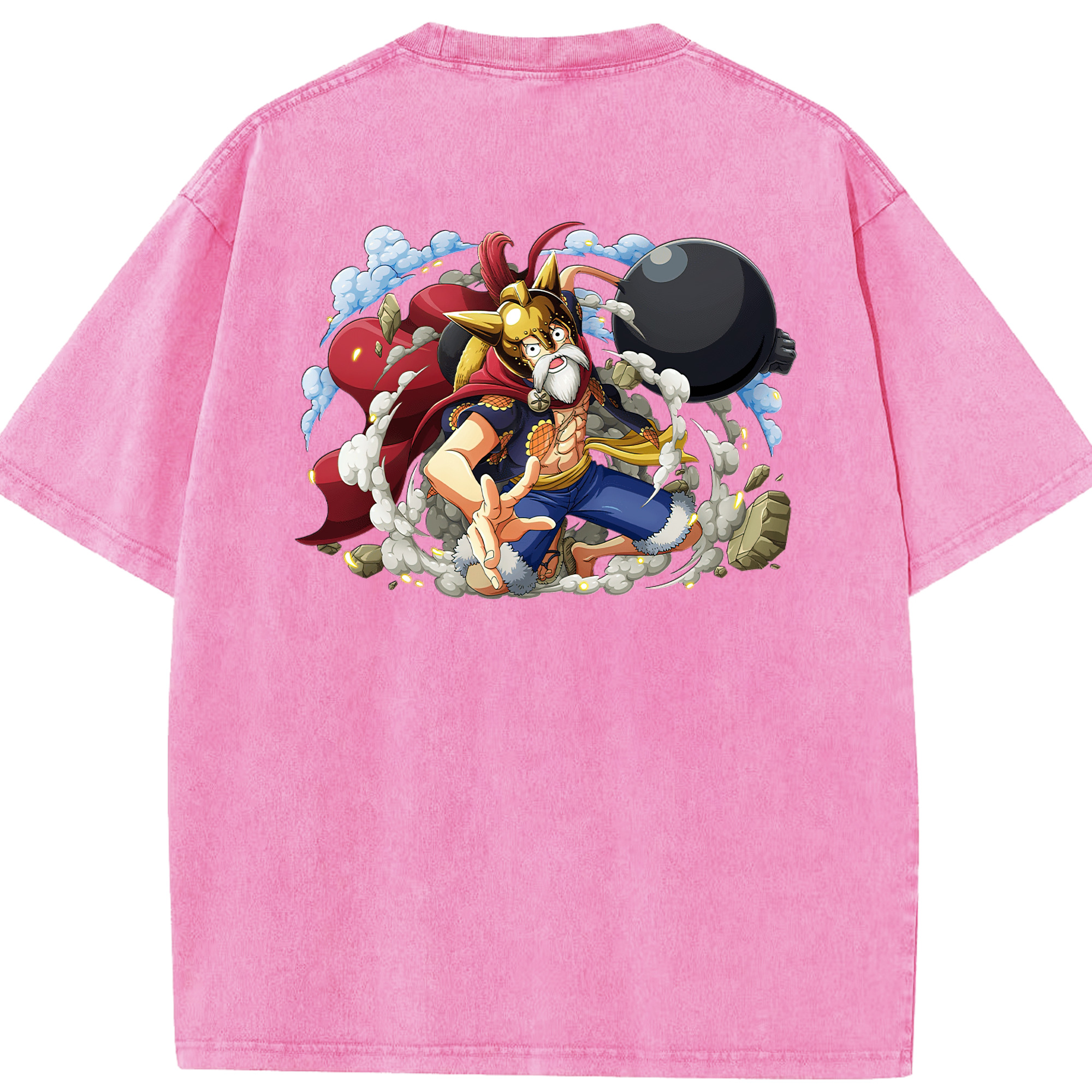 ワンピース モンキー・D・ルフィ ONE PIECE Monkey D. Luffy 綿100% ヴィンテージ風 半袖Tシャツ（背面プリント）